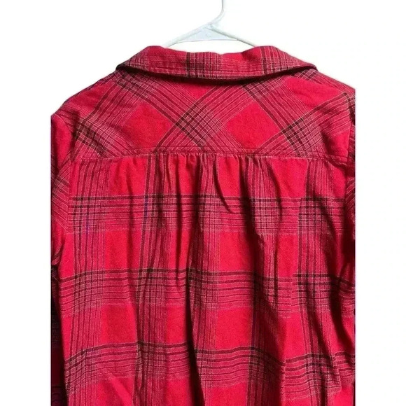 Lands' End Blake Shelton Flannel Shirt Women's Medium Red Buffalo Plaid - Picture 8 of 9